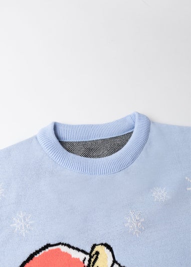 Winnie The Pooh Character Adults Blue Christmas Jumper