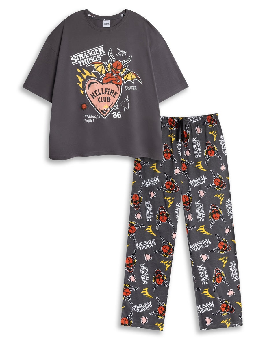 Stranger Things Logo Adults Grey Shortie Pyjama Set