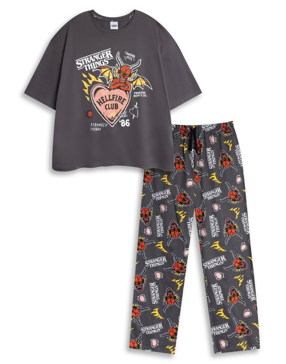 Stranger Things Logo Adults Grey Shortie Pyjama Set