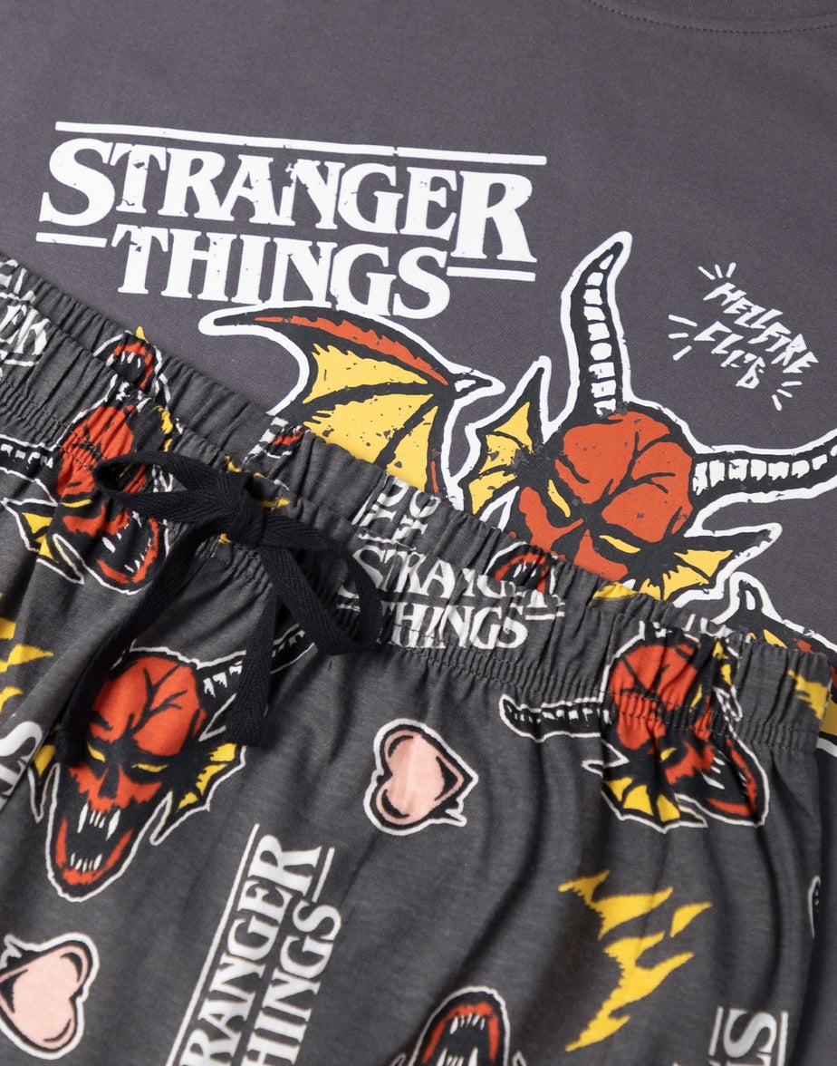 Stranger Things Logo Adults Grey Shortie Pyjama Set