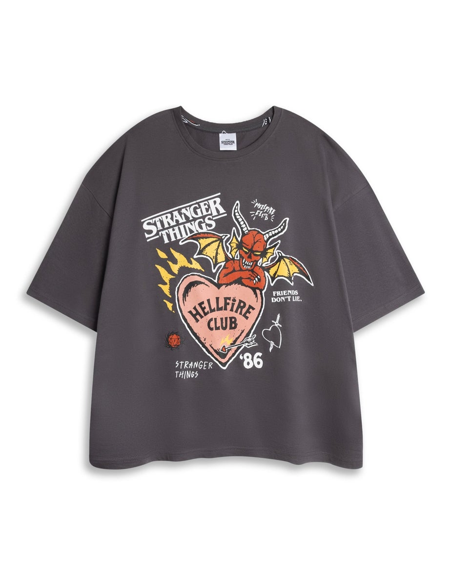 Stranger Things Logo Adults Grey Shortie Pyjama Set