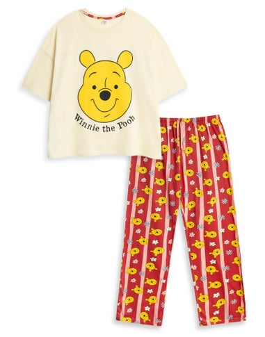 Vanilla Underground Disney Winnie The Pooh Adults Multicoloured Short Sleeve Pyjama Set
