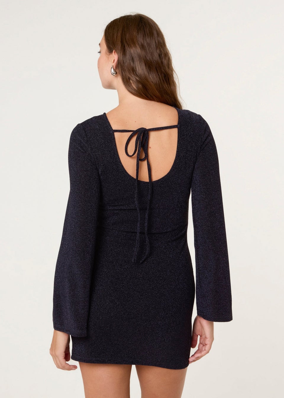 Blue Vanilla Navy Glitter Mini Dress With Back Tie