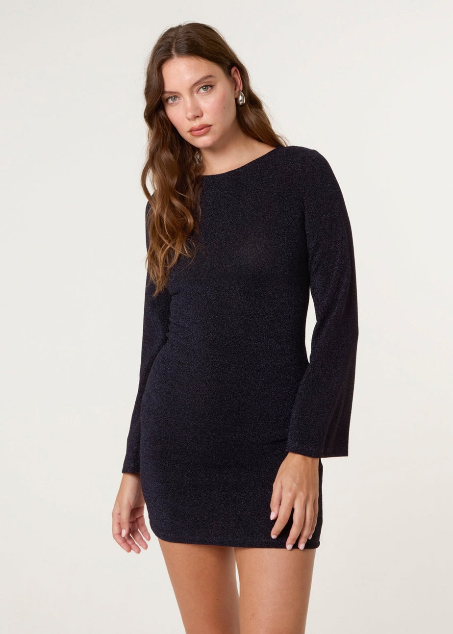 Blue Vanilla Navy Glitter Mini Dress With Back Tie