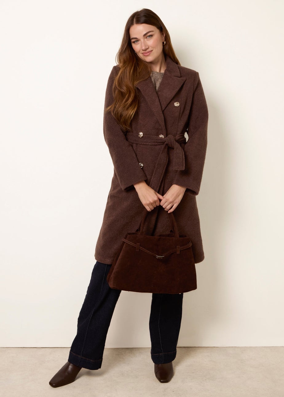 Blue Vanilla Brown Belted Long Coat
