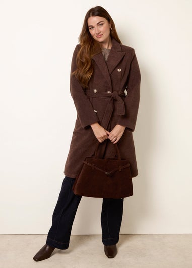 Blue Vanilla Brown Belted Long Coat