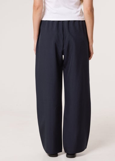 Blue Vanilla Navy Elasticated Waist Pinstripe Trousers