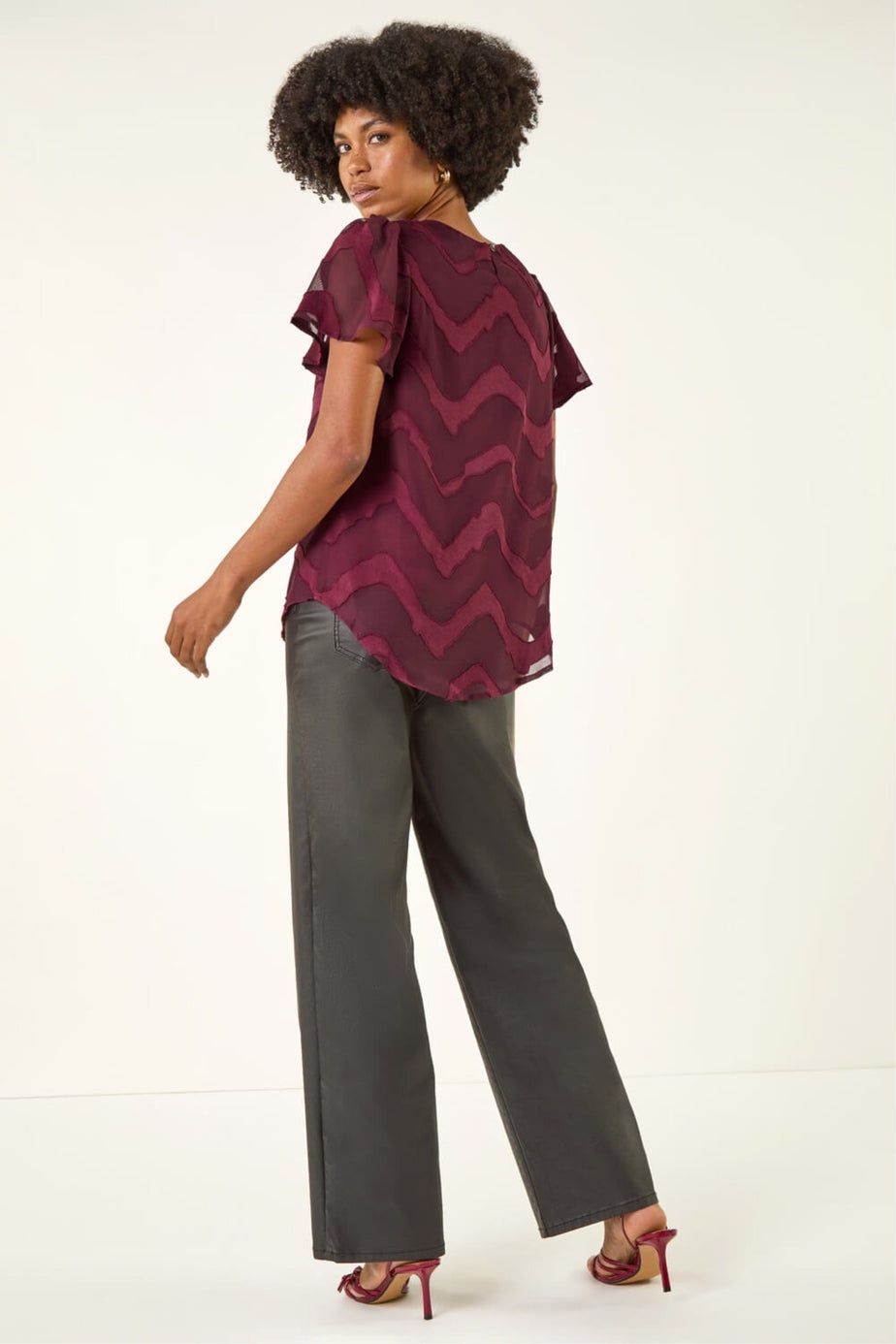 Roman Wine Jacquard Zig Zag Top