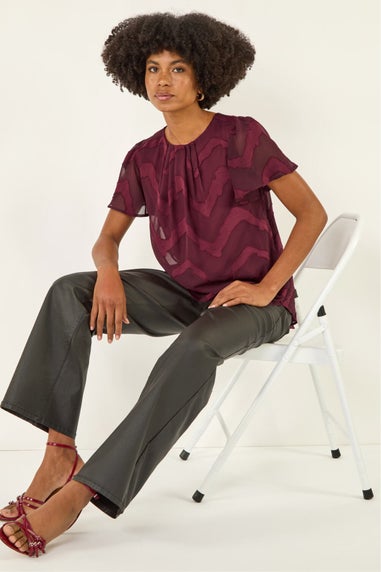 Roman Wine Jacquard Zig Zag Top