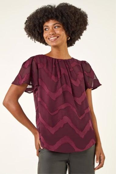 Roman Wine Jacquard Zig Zag Top