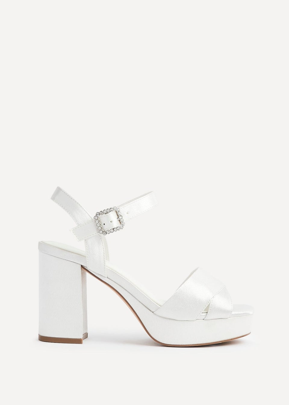 Linzi Perola Ivory Satin Platform Heels