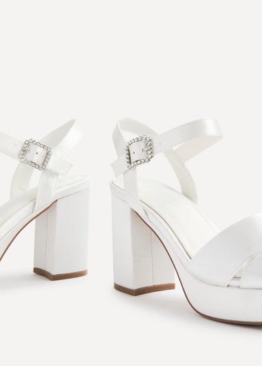 Linzi Perola Ivory Satin Platform Heels