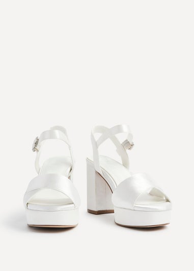 Linzi Perola Ivory Satin Platform Heels