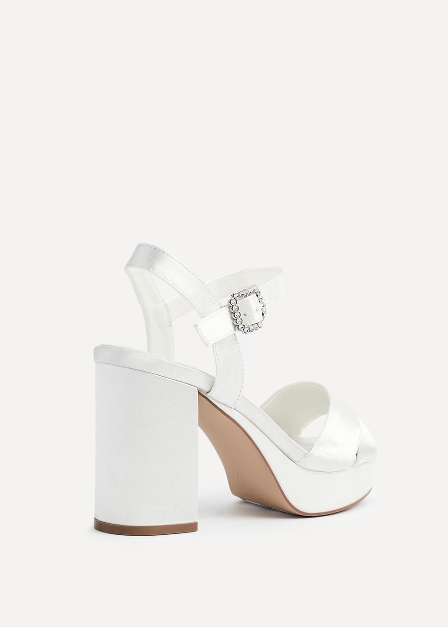 Linzi Perola Ivory Satin Platform Heels