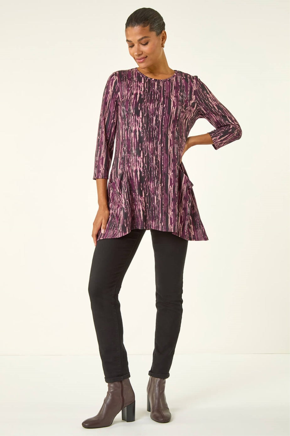 Roman Purple Printed Pocket Swing Top