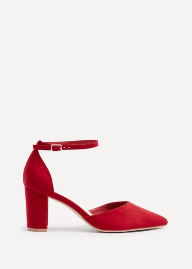 Linzi Audley Wide Fit Red Faux Suede Court Shoe