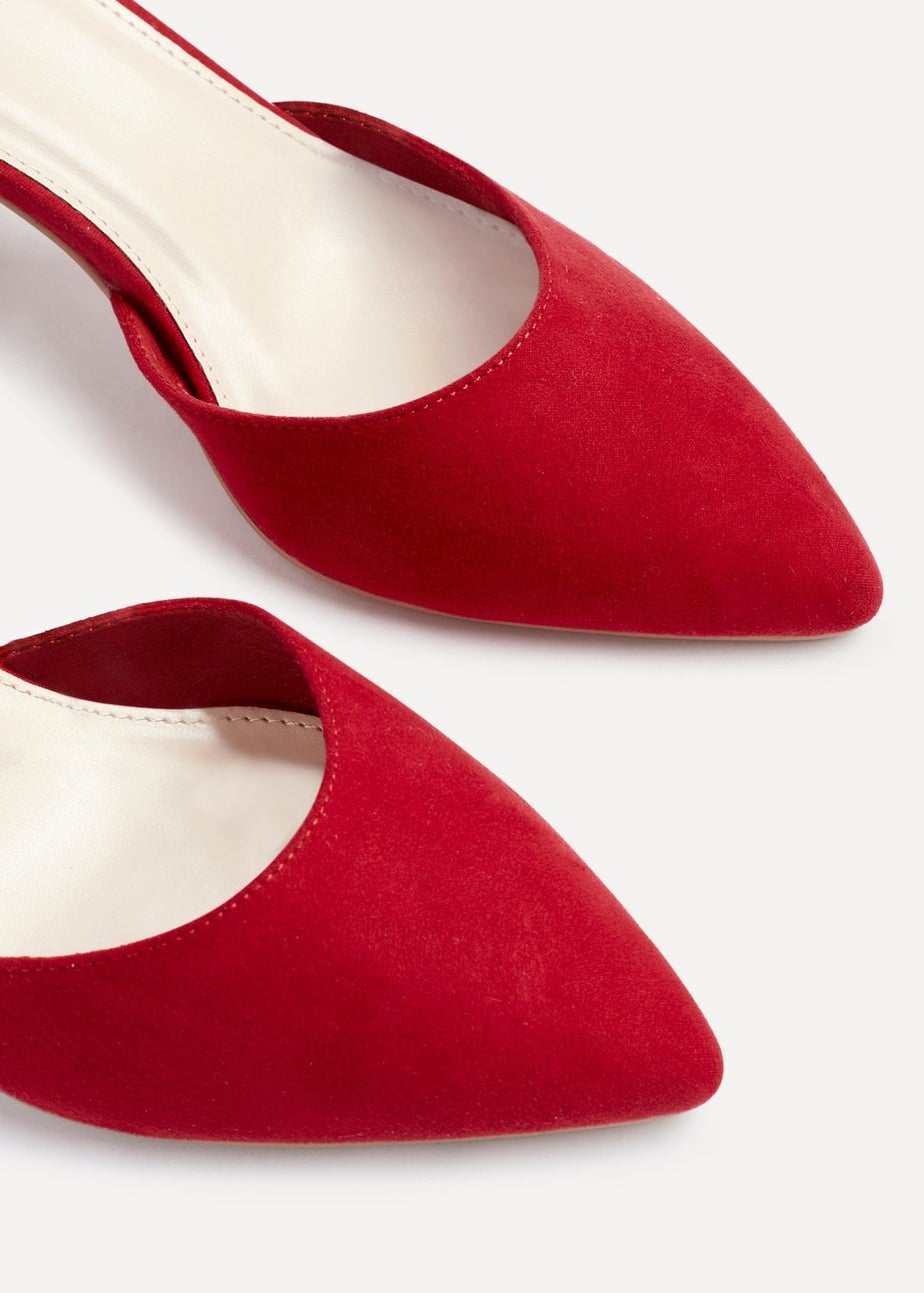 Linzi Audley Wide Fit Red Faux Suede Court Shoe