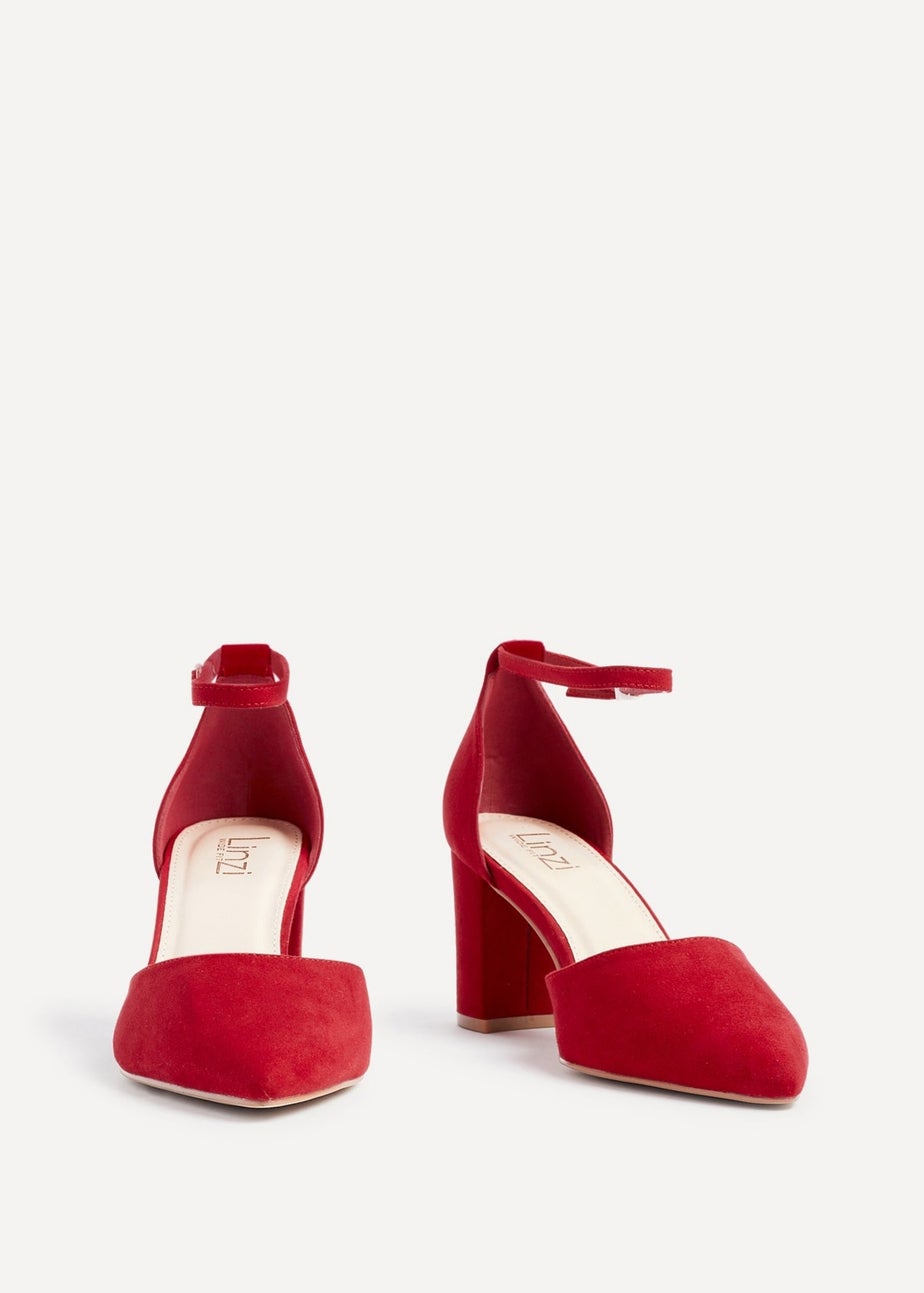 Linzi Audley Wide Fit Red Faux Suede Court Shoe