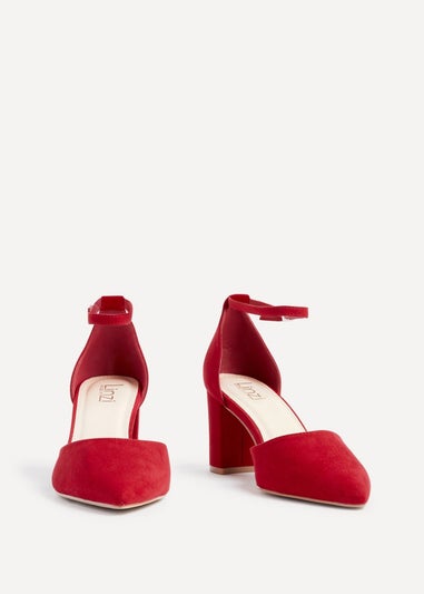 Linzi Audley Wide Fit Red Faux Suede Court Shoe