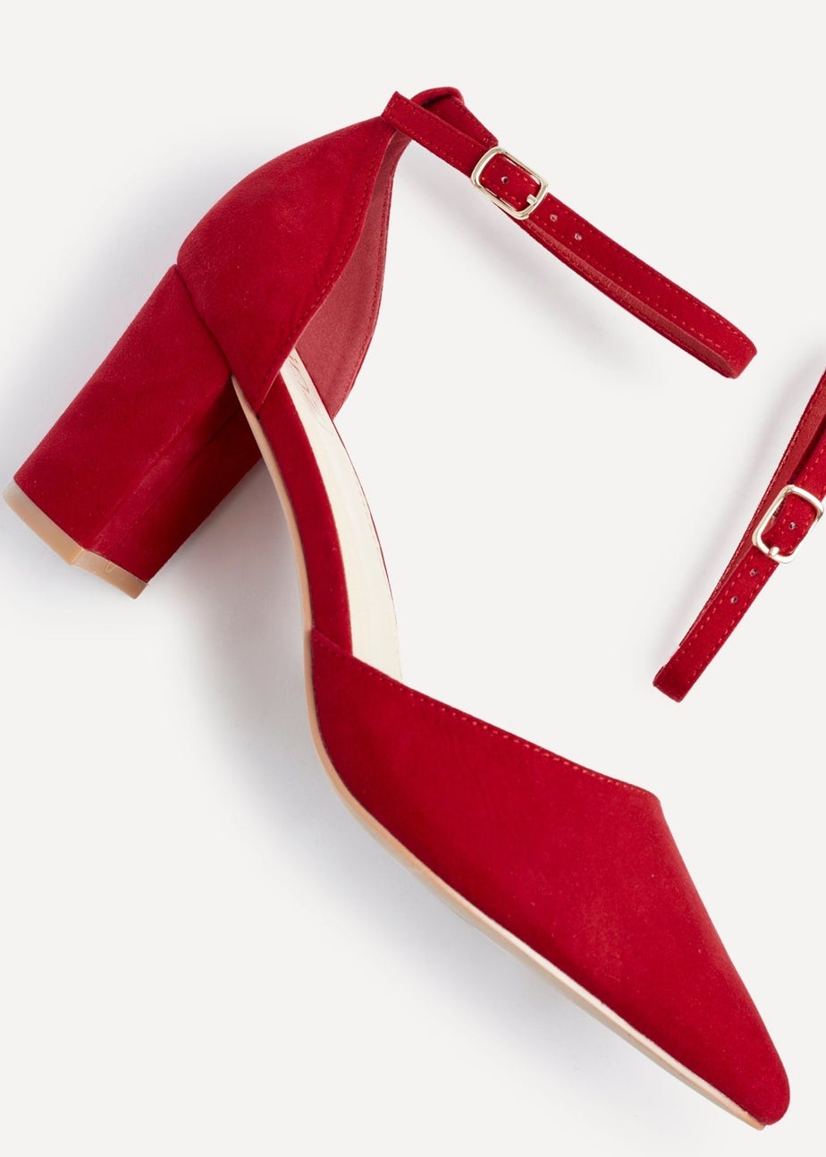 Linzi Audley Wide Fit Red Faux Suede Court Shoe