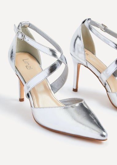 Linzi Runway Silver Faux Leather Stiletto Court Heel