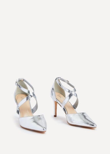 Linzi Runway Silver Faux Leather Stiletto Court Heel