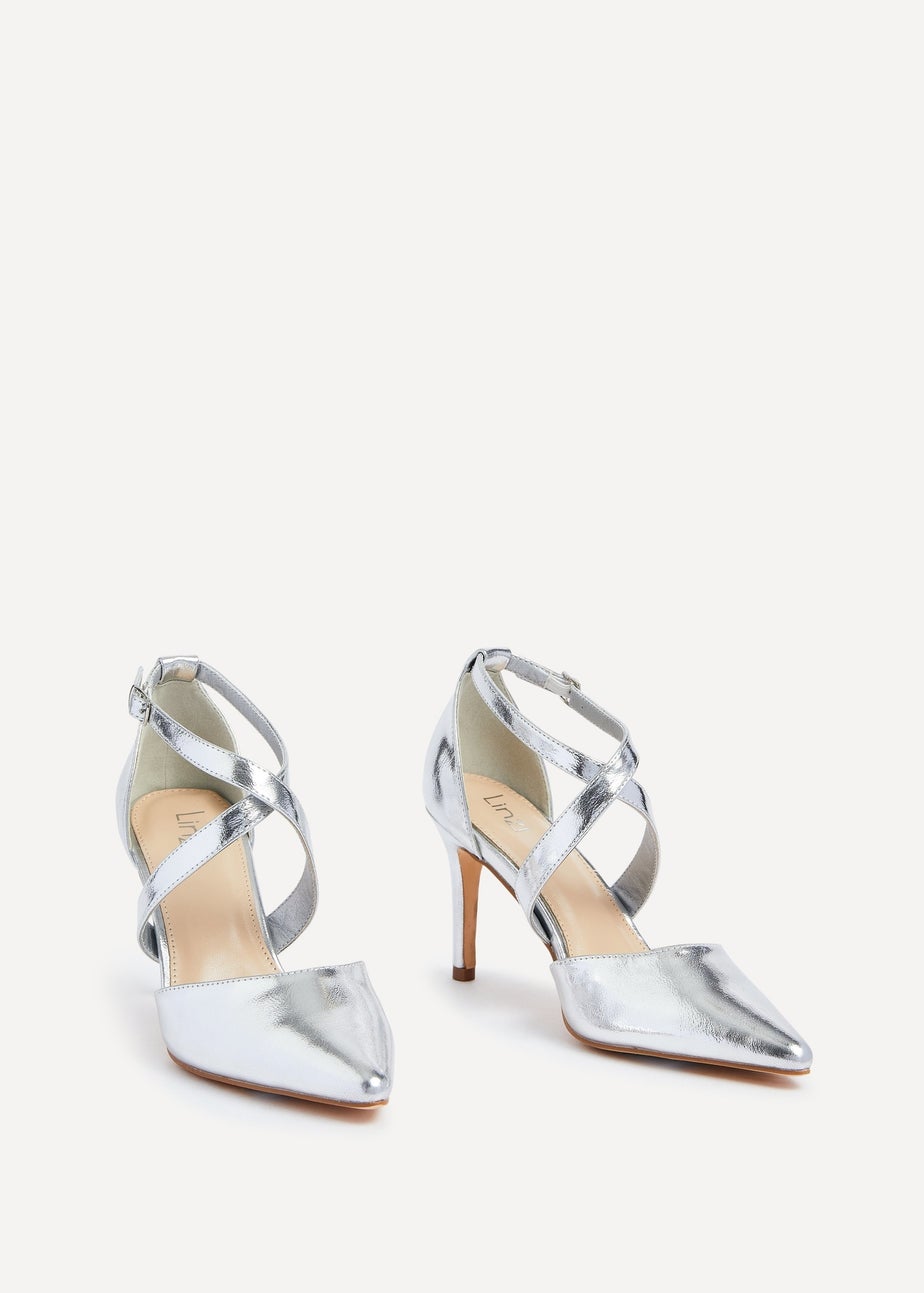 Linzi Runway Silver Faux Leather Stiletto Court Heel
