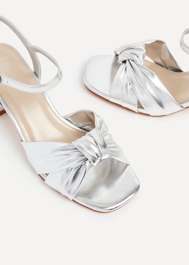 Linzi Charlotte Silver Faux Leather Knotted Heels