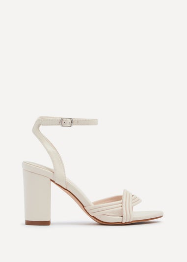 Linzi Regina Nude Faux Leather Block Heeled Sandal