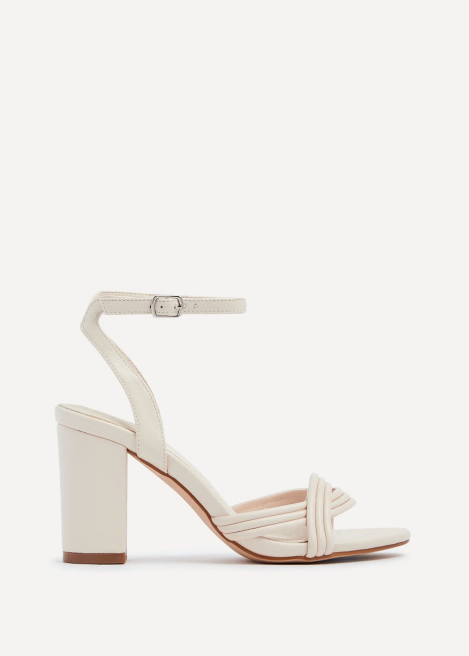 Linzi Regina Nude Faux Leather Block Heeled Sandal