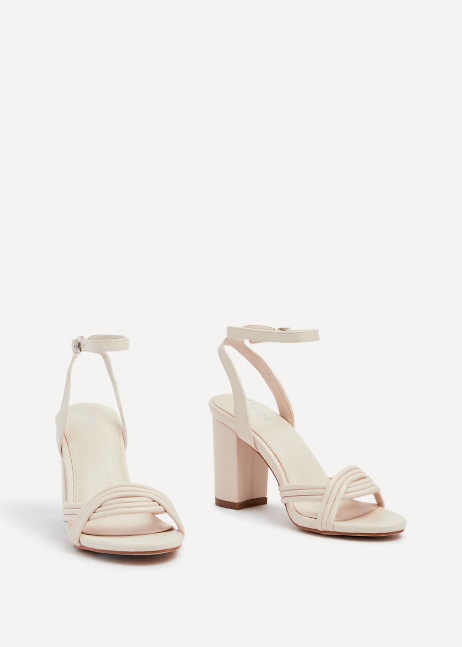 Linzi Regina Nude Faux Leather Block Heeled Sandal