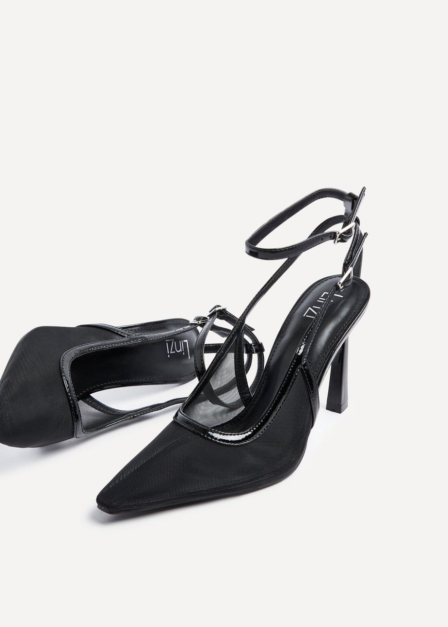 Linzi Louella Black Mesh Stiletto Court Heel
