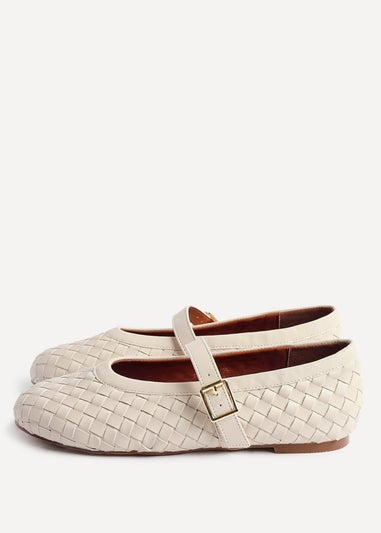 Linzi Daily Nude Faux Leather Woven Mary Jane Pump