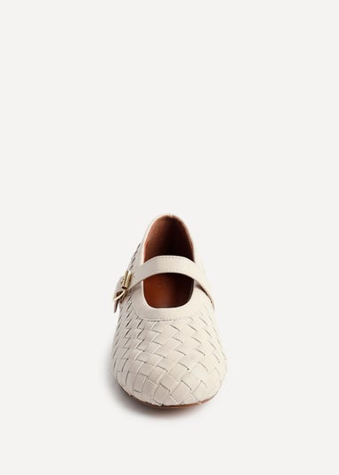 Linzi Daily Nude Faux Leather Woven Mary Jane Pump
