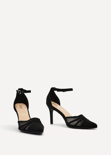 Linzi Serri Black Lycra Mesh Court Heel