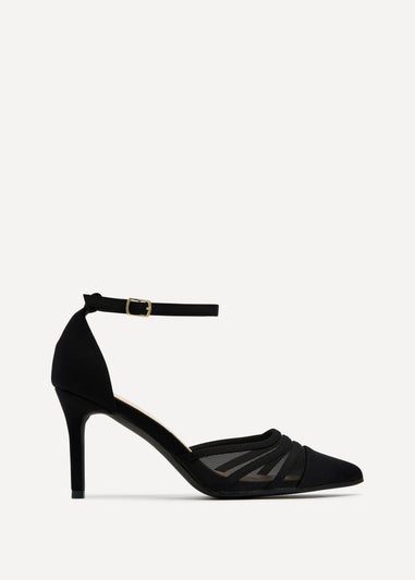 Linzi Serri Black Lycra Mesh Court Heel