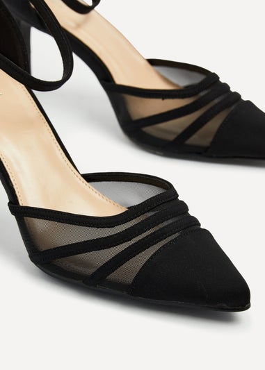 Linzi Serri Black Lycra Mesh Court Heel