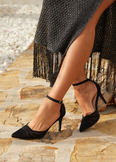 Linzi Serri Black Lycra Mesh Court Heel