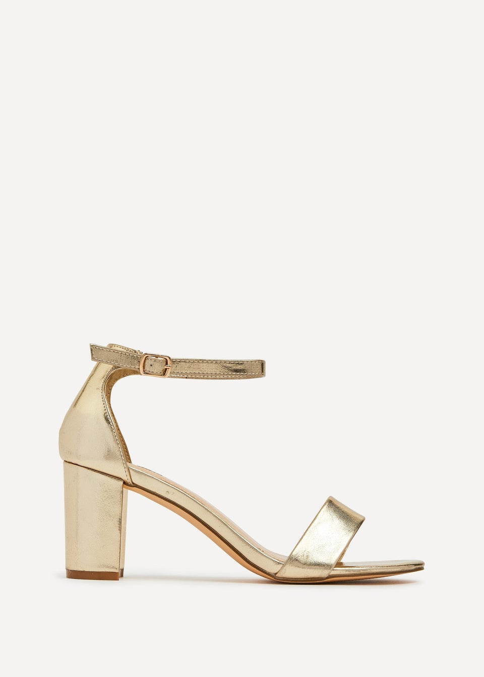 Linzi Frankie Gold Faux Leather Barely There Closed Back Block Heeled Sandal