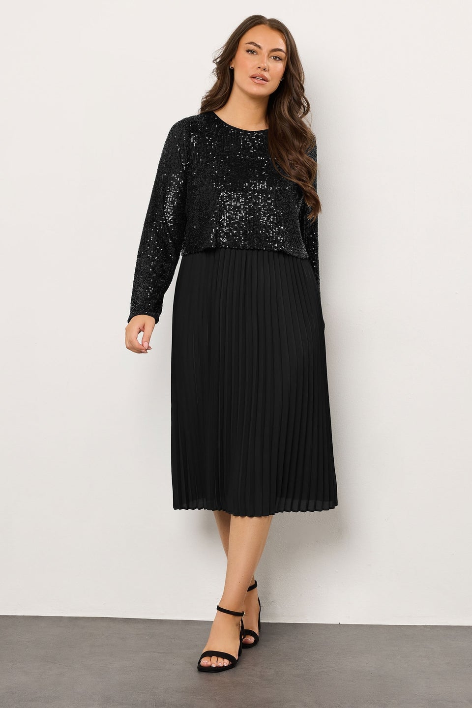 Evans Curve Black Sequin Embellished Midi Dress