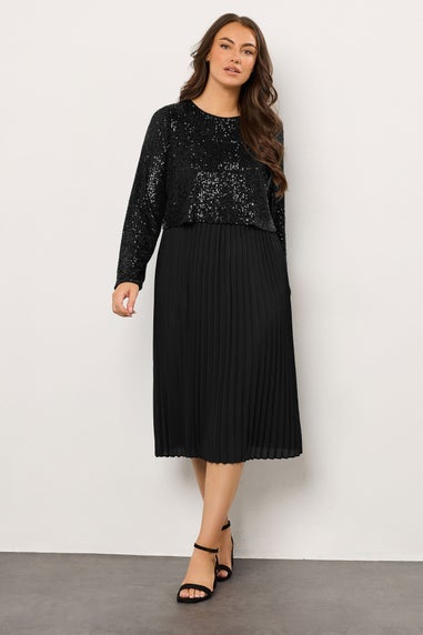 Evans Curve Black Sequin Embellished Midi Dress