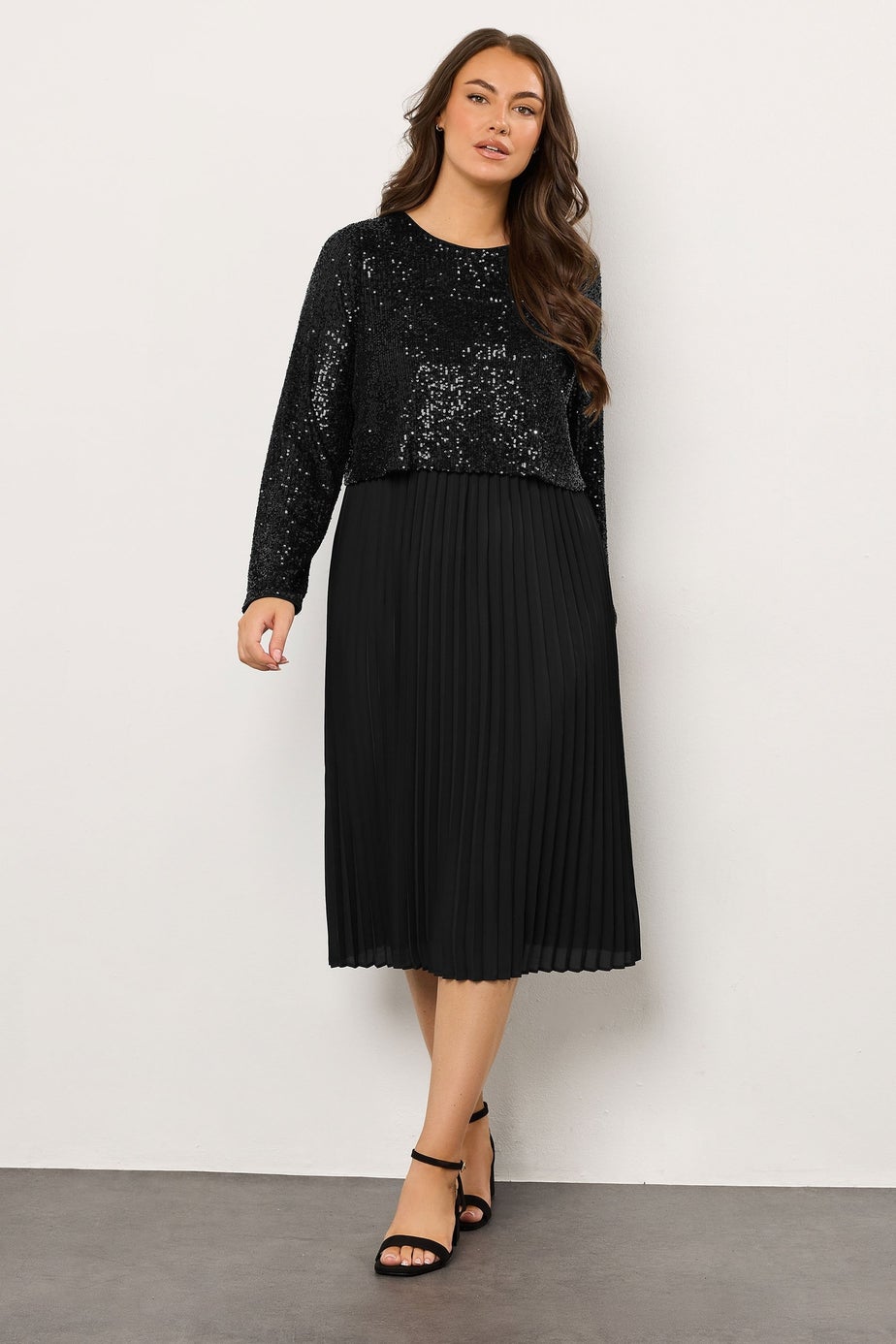 Evans Curve Black Sequin Embellished Midi Dress