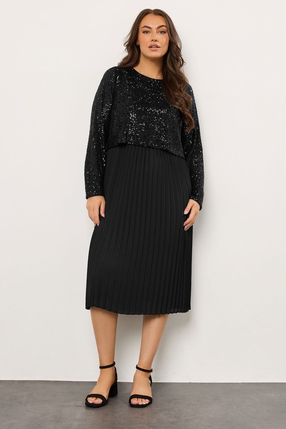 Evans Curve Black Sequin Embellished Midi Dress