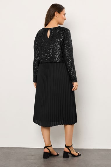 Evans Curve Black Sequin Embellished Midi Dress