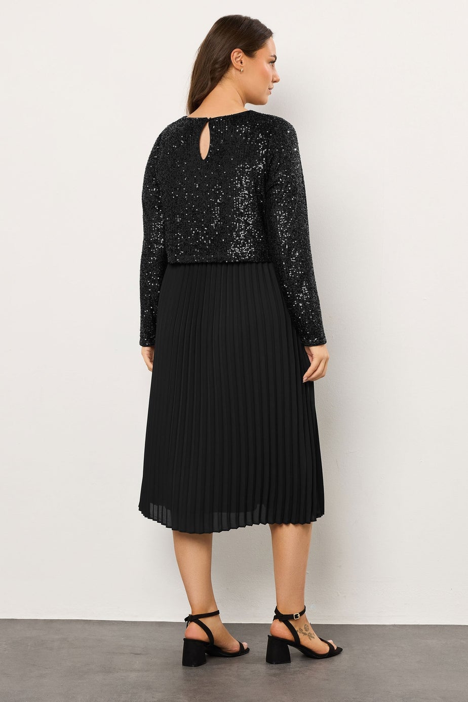 Evans Curve Black Sequin Embellished Midi Dress