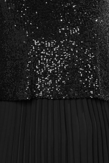Evans Curve Black Sequin Embellished Midi Dress
