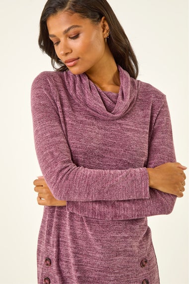Roman Purple High Neck Buttoned Top