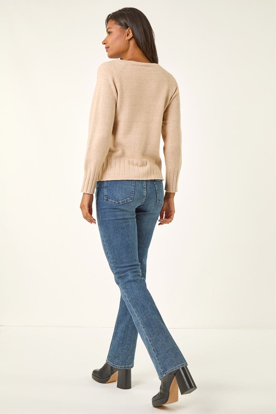 Roman Beige Buttoned Soft Knit Cardigan