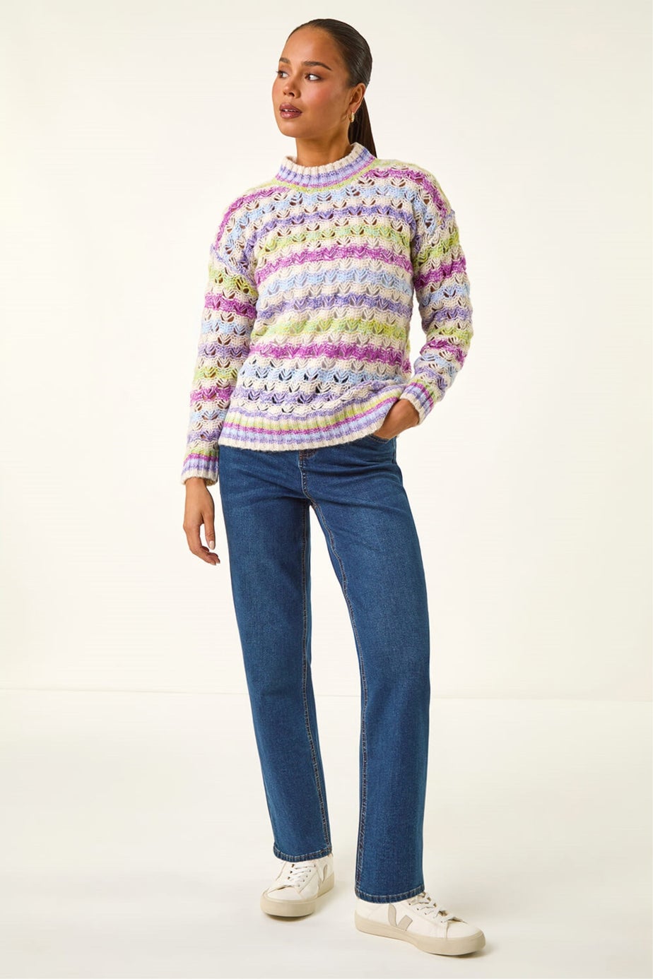 Roman Purple Petite Stripe Knit Jumper