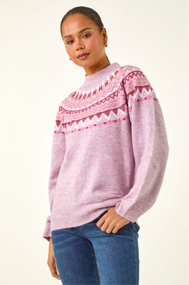 Roman Pink Petite Fairisle Knit Jumper